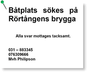 Båtplats önskas hyra